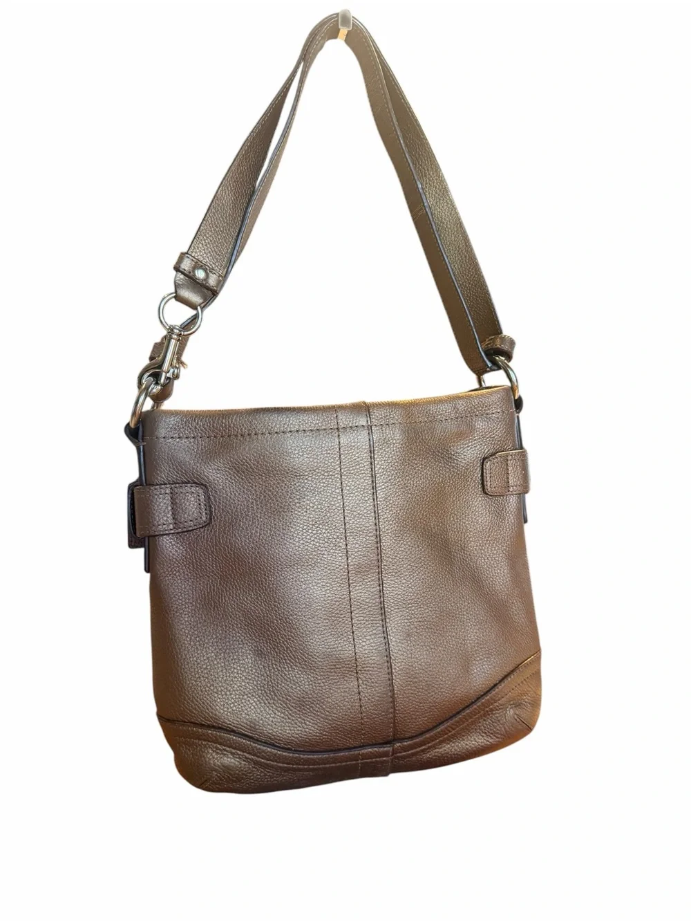 Coach vintage Y2K Metallic Bronze Pebbled Leather Chain Duffle Crossbody Bag
